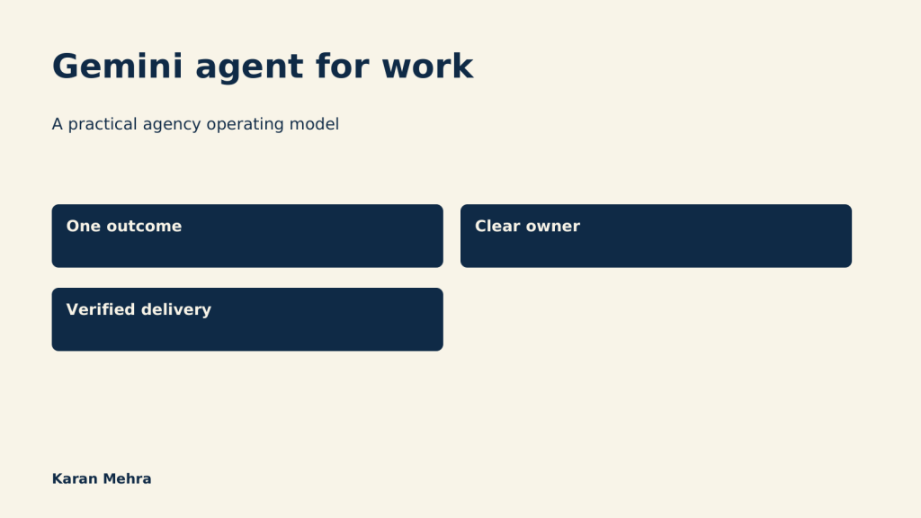 Gemini agent agency model: one outcome, clear owner, verified delivery