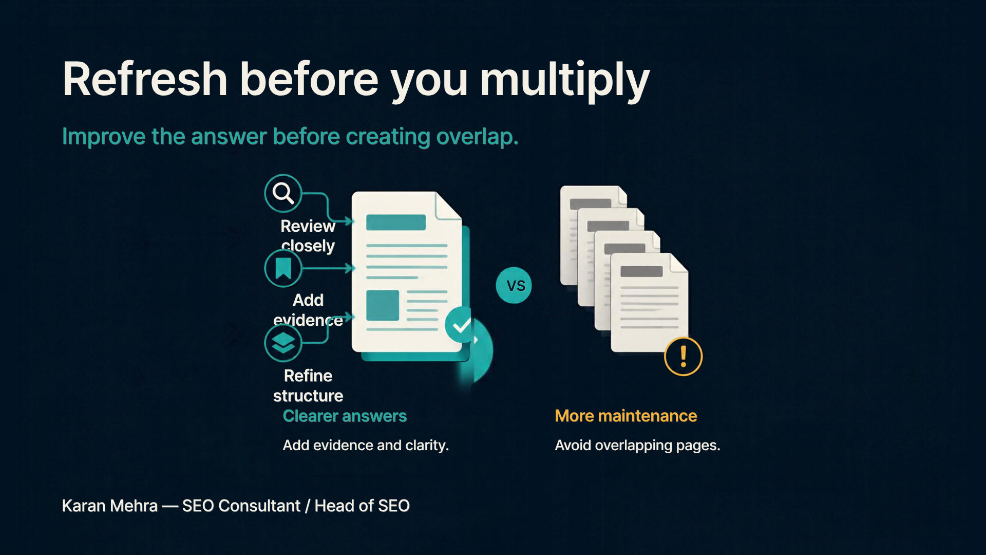 Improve an existing answer with evidence and clearer structure before creating overlapping pages.
